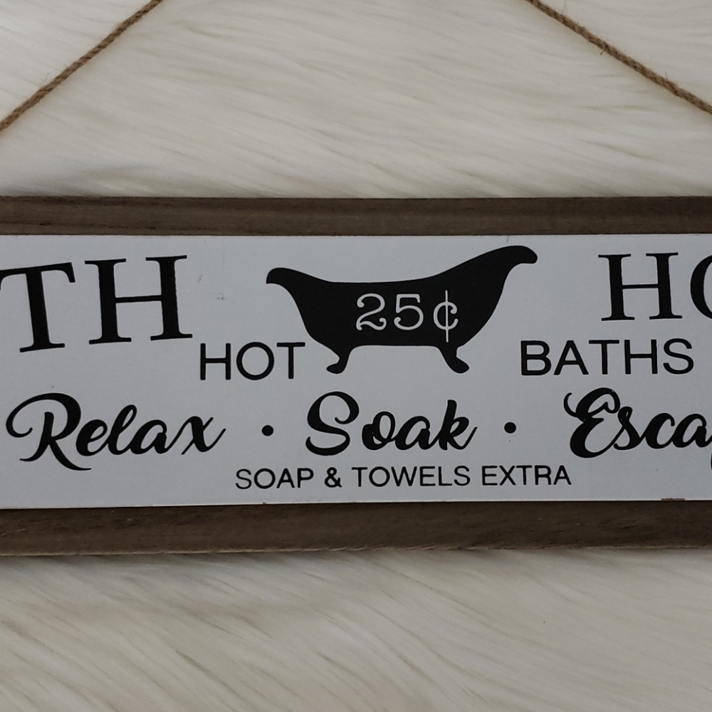 Always Home Bath House Sign Farmhouse Decor NWOT - Picture 3 of 12